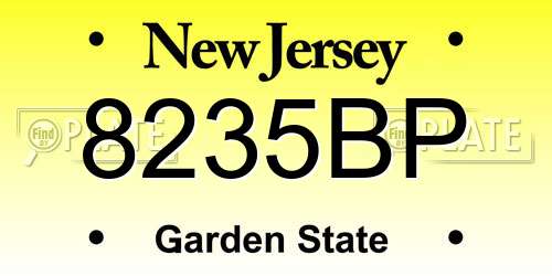 8235BP New Jersey License Plate