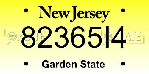 82365I4 New Jersey License Plate