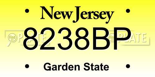 8238BP New Jersey License Plate