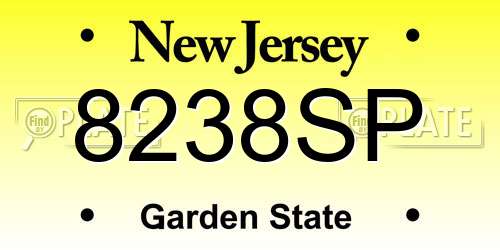 8238SP New Jersey License Plate