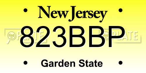 823BBP New Jersey License Plate