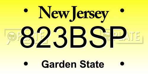 823BSP New Jersey License Plate