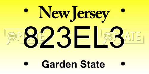 823EL3 New Jersey License Plate