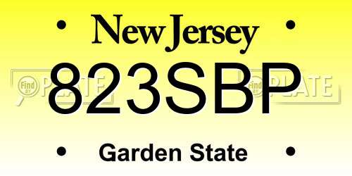 823SBP New Jersey License Plate