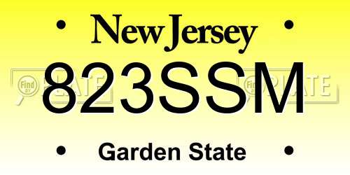 823SSM New Jersey License Plate