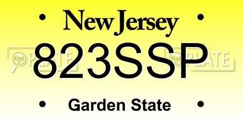 823SSP New Jersey License Plate