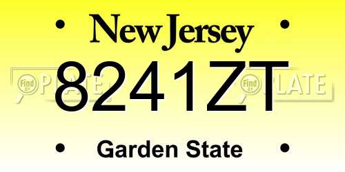 8241ZT New Jersey License Plate