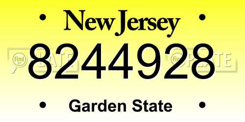 8244928 New Jersey License Plate
