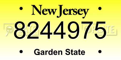 8244975 New Jersey License Plate