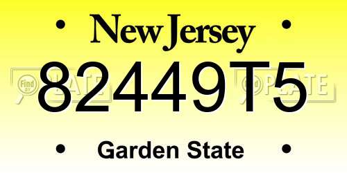 82449T5 New Jersey License Plate