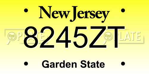 8245ZT New Jersey License Plate