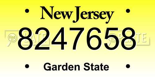 8247658 New Jersey License Plate