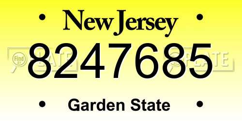8247685 New Jersey License Plate