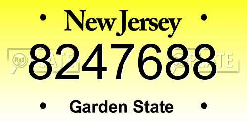 8247688 New Jersey License Plate