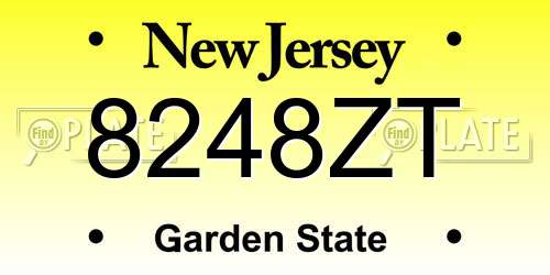 8248ZT New Jersey License Plate