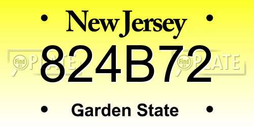 824B72 New Jersey License Plate