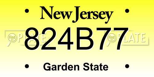 824B77 New Jersey License Plate