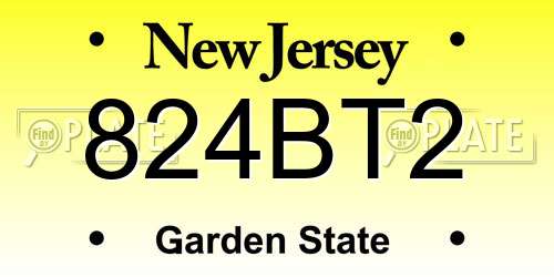 824BT2 New Jersey License Plate