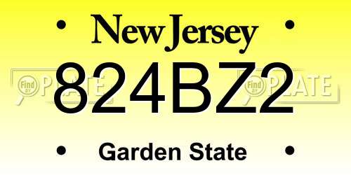 824BZ2 New Jersey License Plate