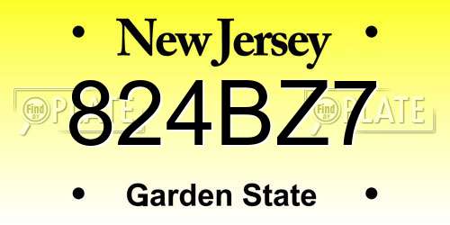 824BZ7 New Jersey License Plate