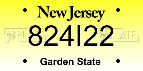 824I22 New Jersey License Plate