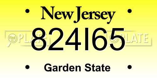 824I65 New Jersey License Plate