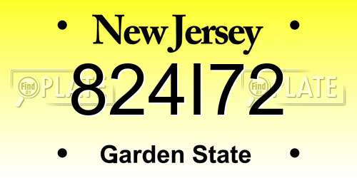 824I72 New Jersey License Plate