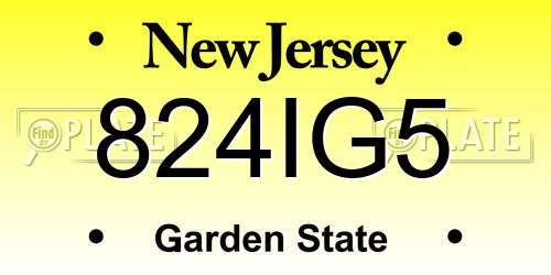 824IG5 New Jersey License Plate