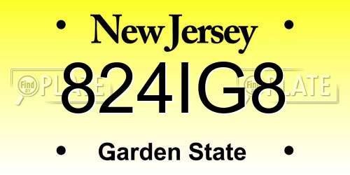 824IG8 New Jersey License Plate