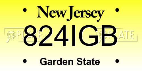 824IGB New Jersey License Plate