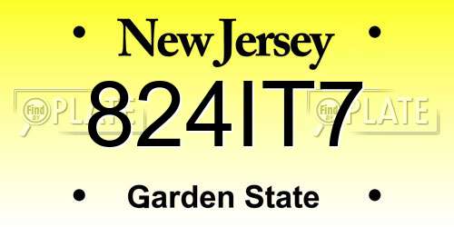 824IT7 New Jersey License Plate