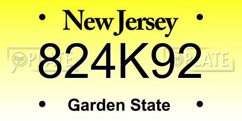 824K92 New Jersey License Plate