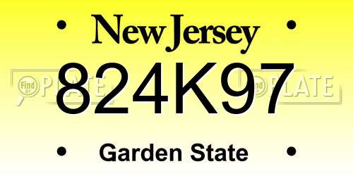 824K97 New Jersey License Plate