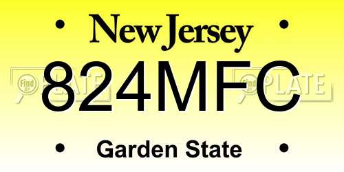 824MFC New Jersey License Plate