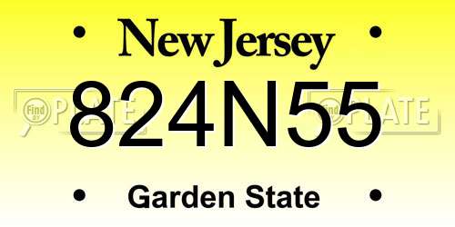 824N55 New Jersey License Plate