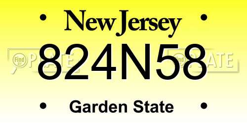 824N58 New Jersey License Plate