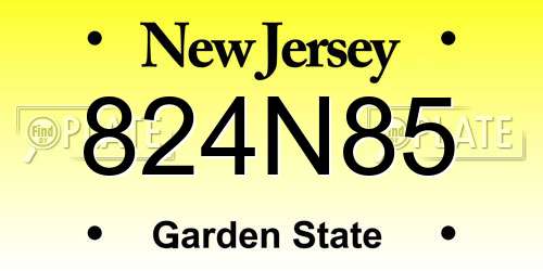 824N85 New Jersey License Plate