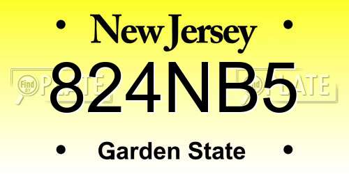 824NB5 New Jersey License Plate