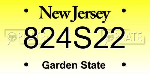 824S22 New Jersey License Plate