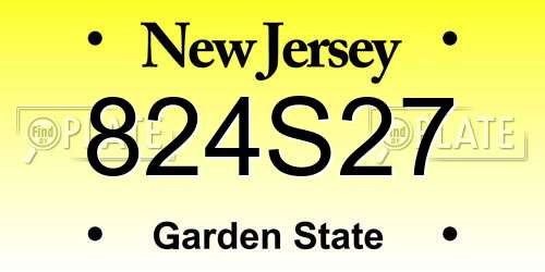 824S27 New Jersey License Plate