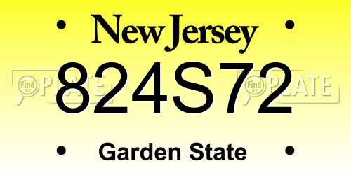 824S72 New Jersey License Plate