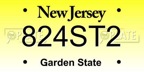 824ST2 New Jersey License Plate
