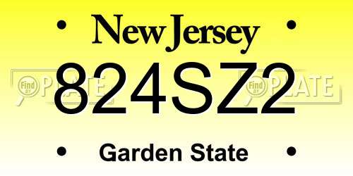 824SZ2 New Jersey License Plate