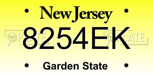 8254EK New Jersey License Plate