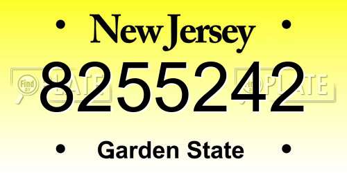 8255242 New Jersey License Plate