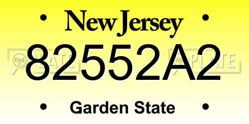82552A2 New Jersey License Plate