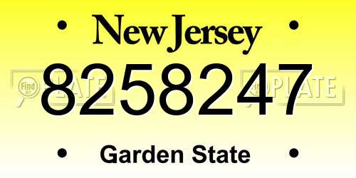 8258247 New Jersey License Plate
