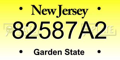 82587A2 New Jersey License Plate
