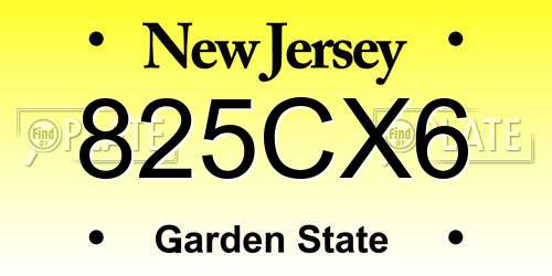 825CX6 New Jersey License Plate