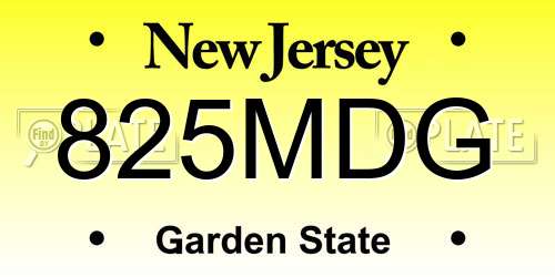 825MDG New Jersey License Plate